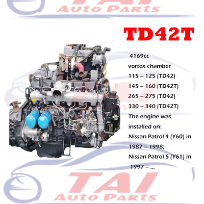 Использованный двигатель TD42 TD42T TD42TI 6-цилиндровый с турбином для Nissan