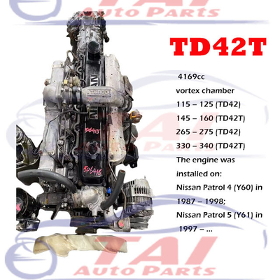 Использованный двигатель TD42 TD42T TD42TI 6-цилиндровый с турбином для Nissan